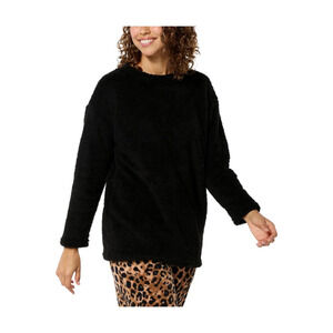 Comfort Code Women's Plush Knit Pullover Tunic Purple Black - Regular